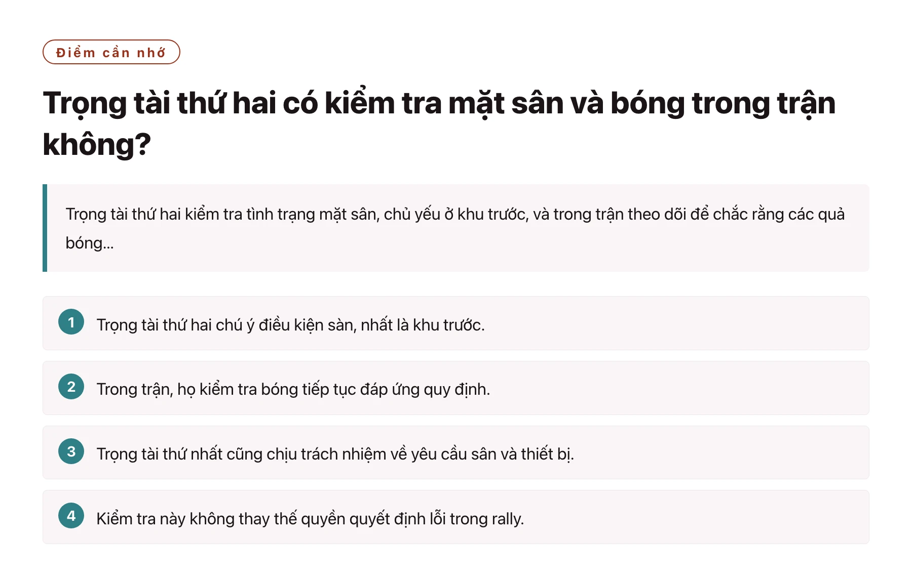 Trọng tài thứ hai có kiểm tra mặt sân và bóng trong trận không?——全文要点速览